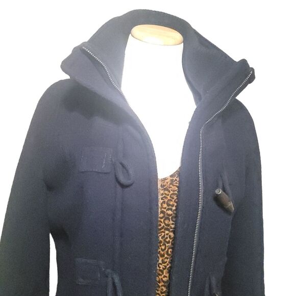 Abercrombie & Fitch Navy toggle Wool  Coat With zip off Hood Womens Medium - Picture 4 of 16